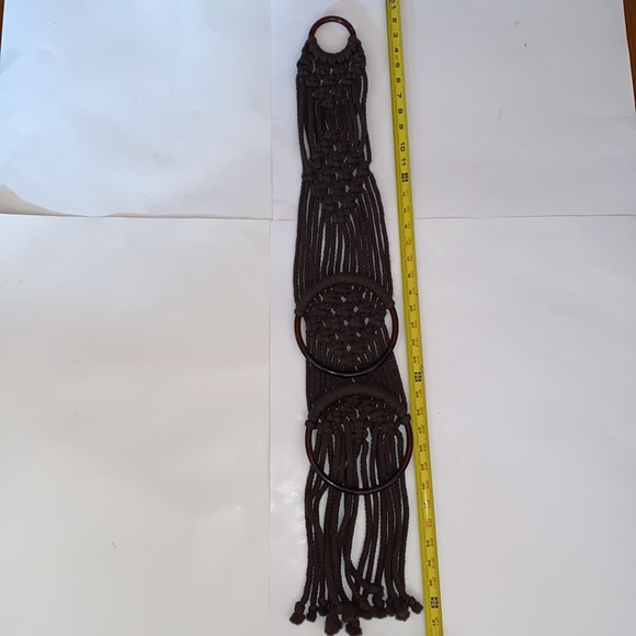 Vintage handmade macramé wall hanging wall art brown - Picture 2 of 7